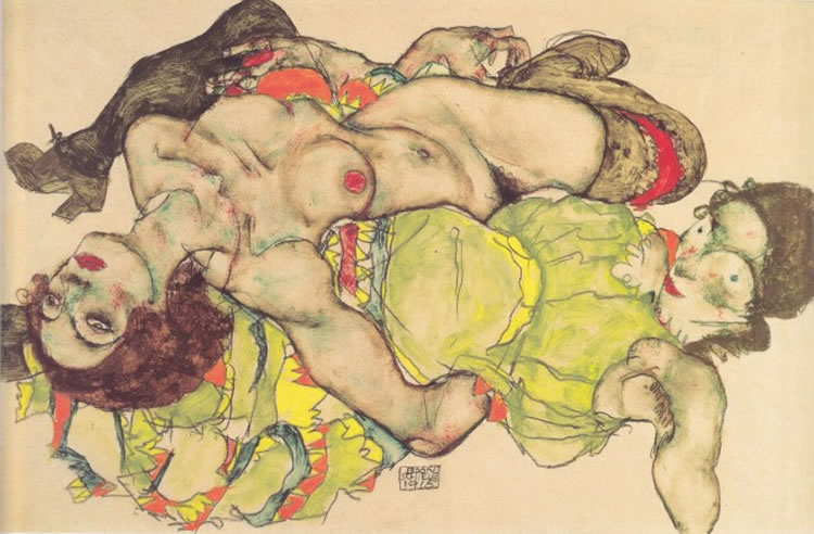 egon schiele mujeres entrelazadas