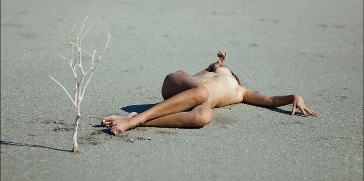 andrew lucas mujer desnuda en la arena